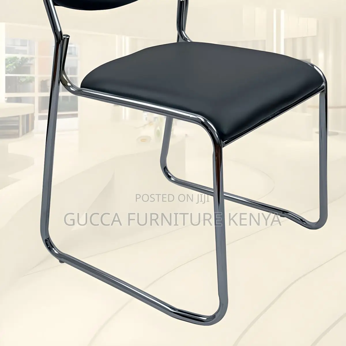 Office Chair:No Wheels Armless Conference Chrome Chair