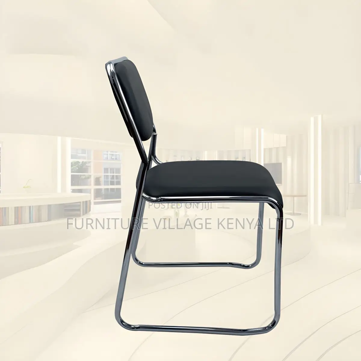 Office Chair:Fixed-Leg Armless Chrome Meeting Chair