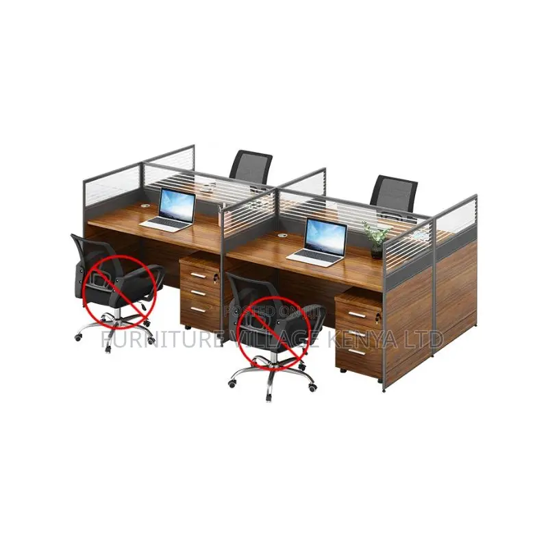 Workstation: 4-Seater Eco-Friendly Wooden Workstation Desk