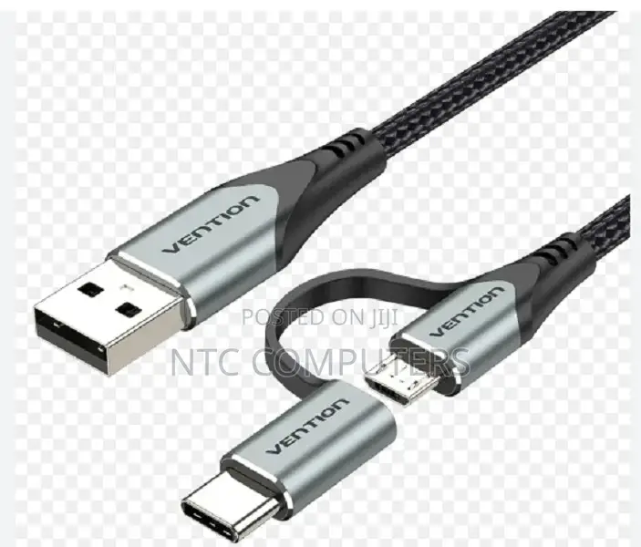Vention Usb 2.0 a Male to 2-in-1 Micro-B Usb-C Male 3a Cabl