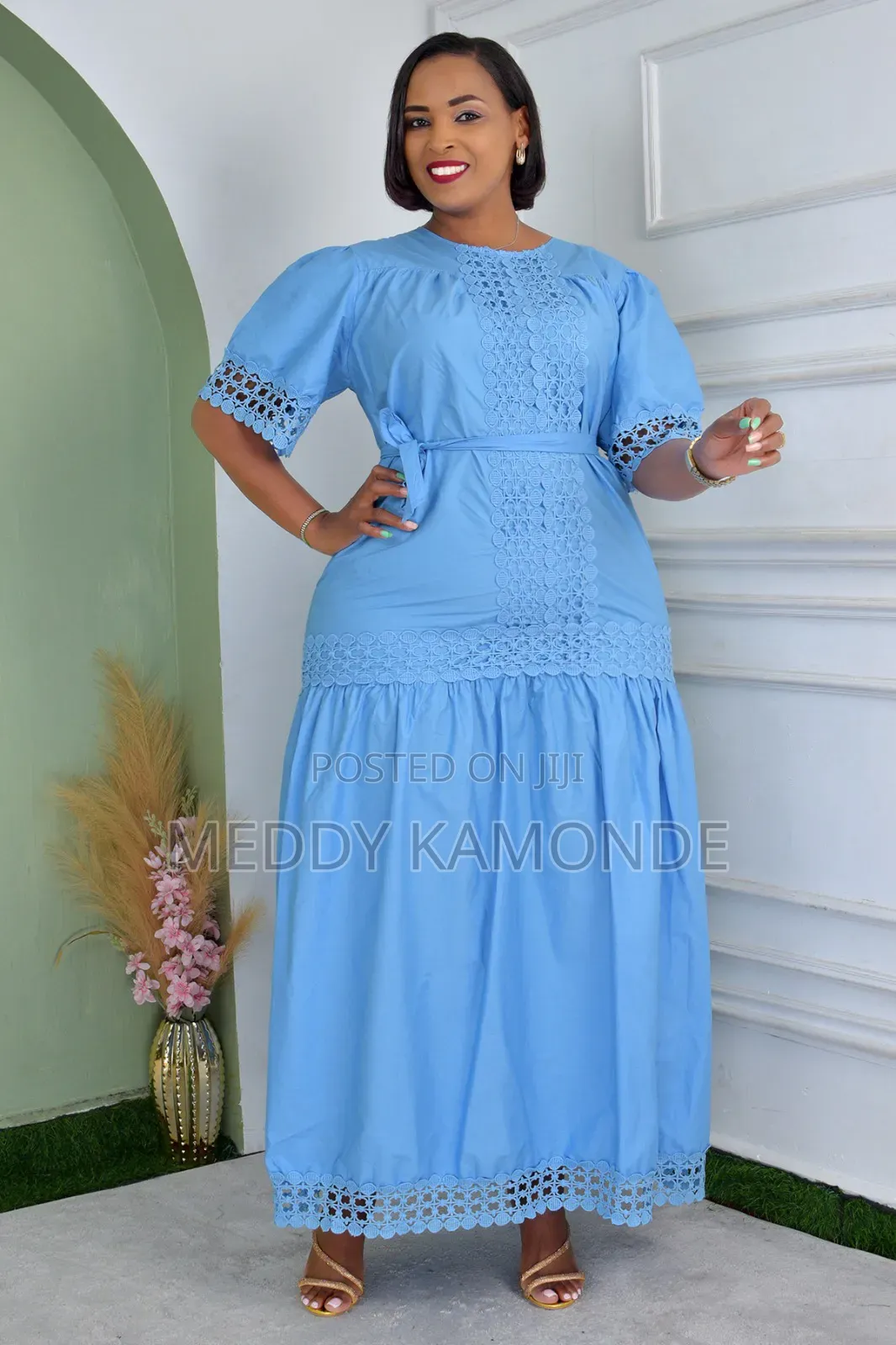 Blue/Orange Long Church Dress