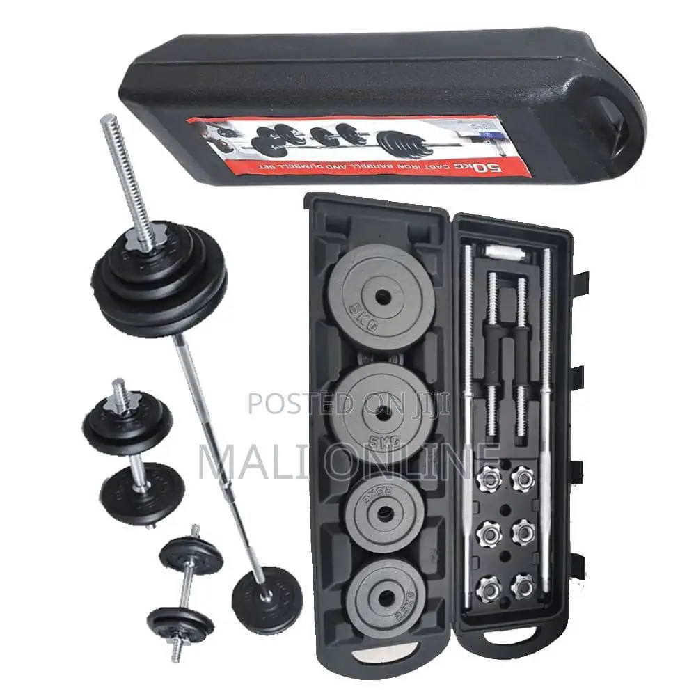 50kg York Barbell Dumbbell Set Fitness Cast Iron Spin Lock