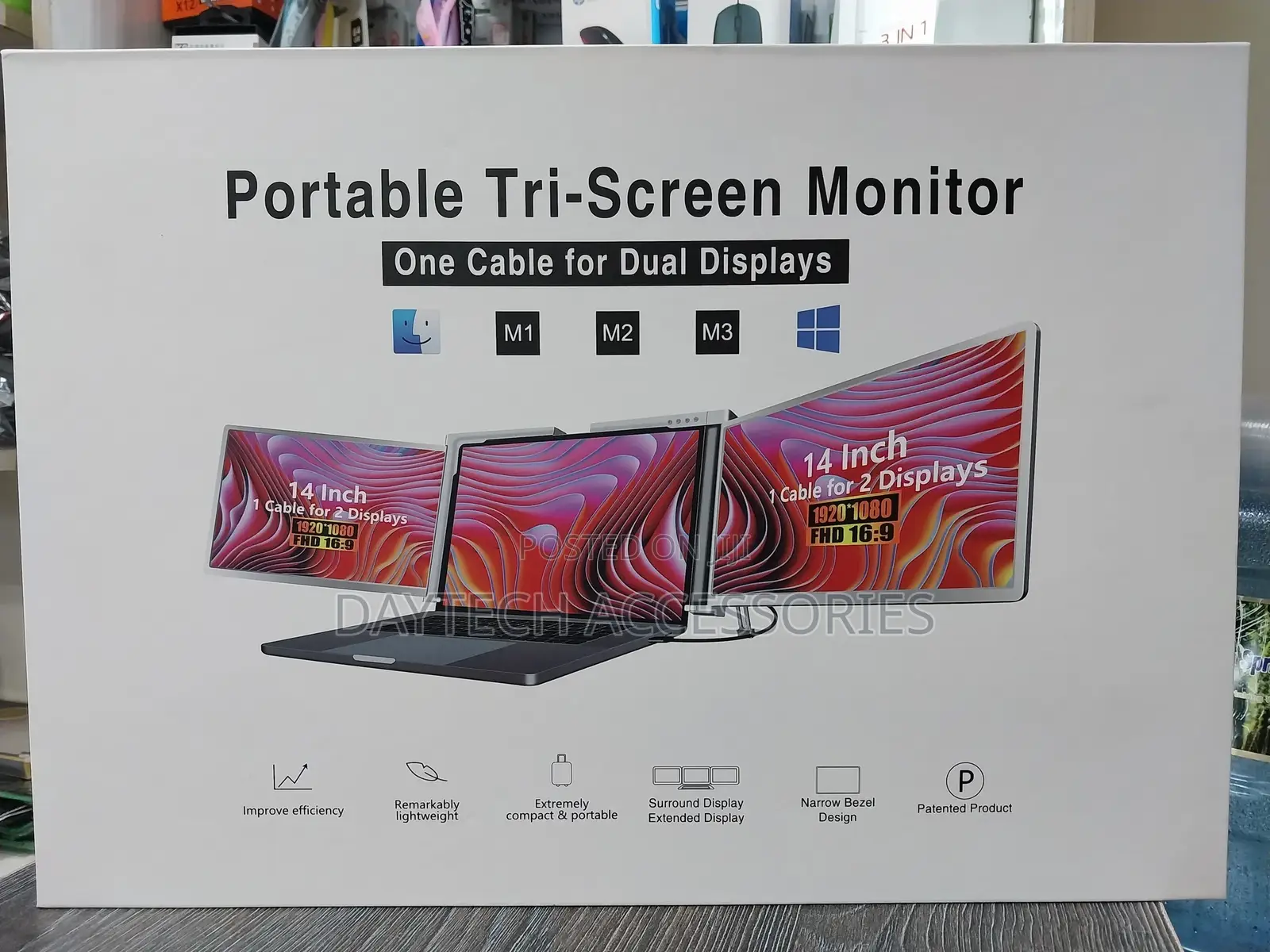 14 Inch Portable Triple Monitor for Laptop Screen Extender