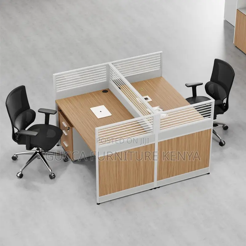 Workstations:2-Person Staff Brown Workstation Desk-Storage