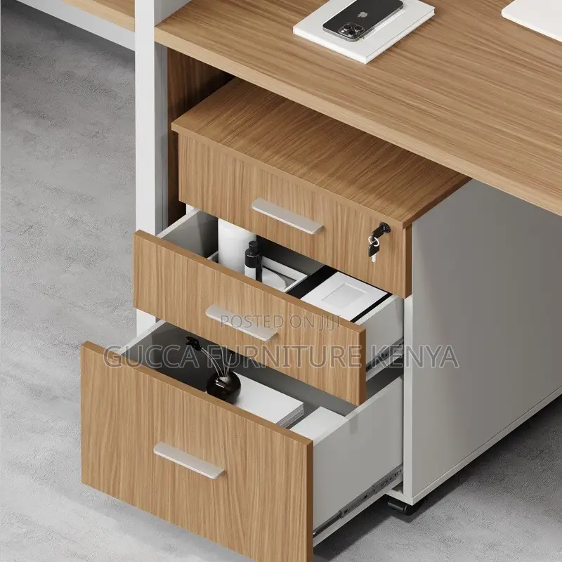 Workstations:2-Person Staff Brown Workstation Desk-Storage