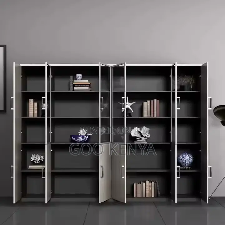 Office Cabinet ; 2-Door Glass Wooden Storage Office Cabinet