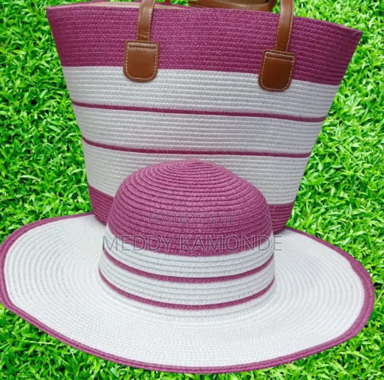 Beige/Pink/Orange Bag+Hat