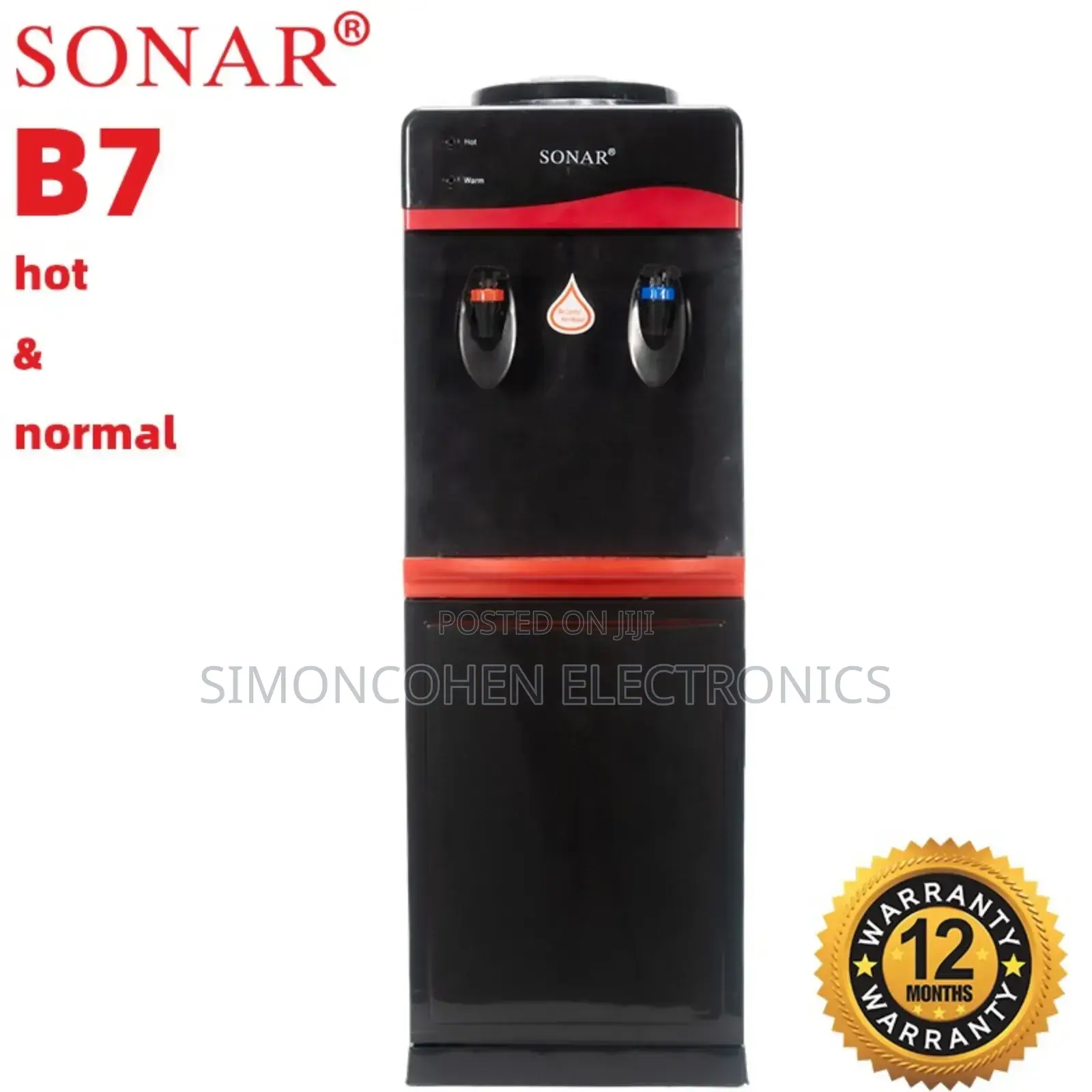 Black Sonar B7 Hot And Normal Free Standing Water Dispenser