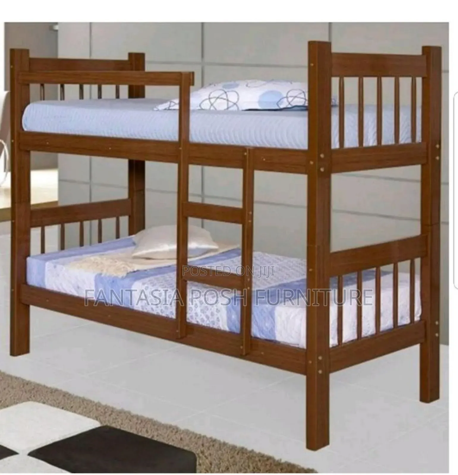 3.5x6 Dark Wood Double Decker Bed