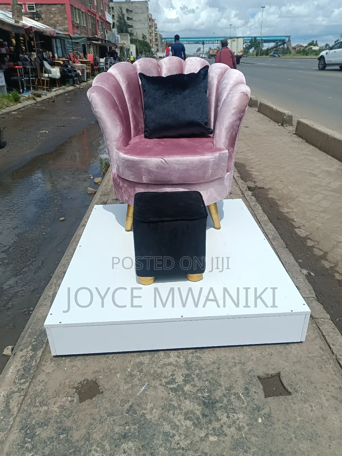 Pedicure Flower Seat, Baby Pink, Stool and Podium 