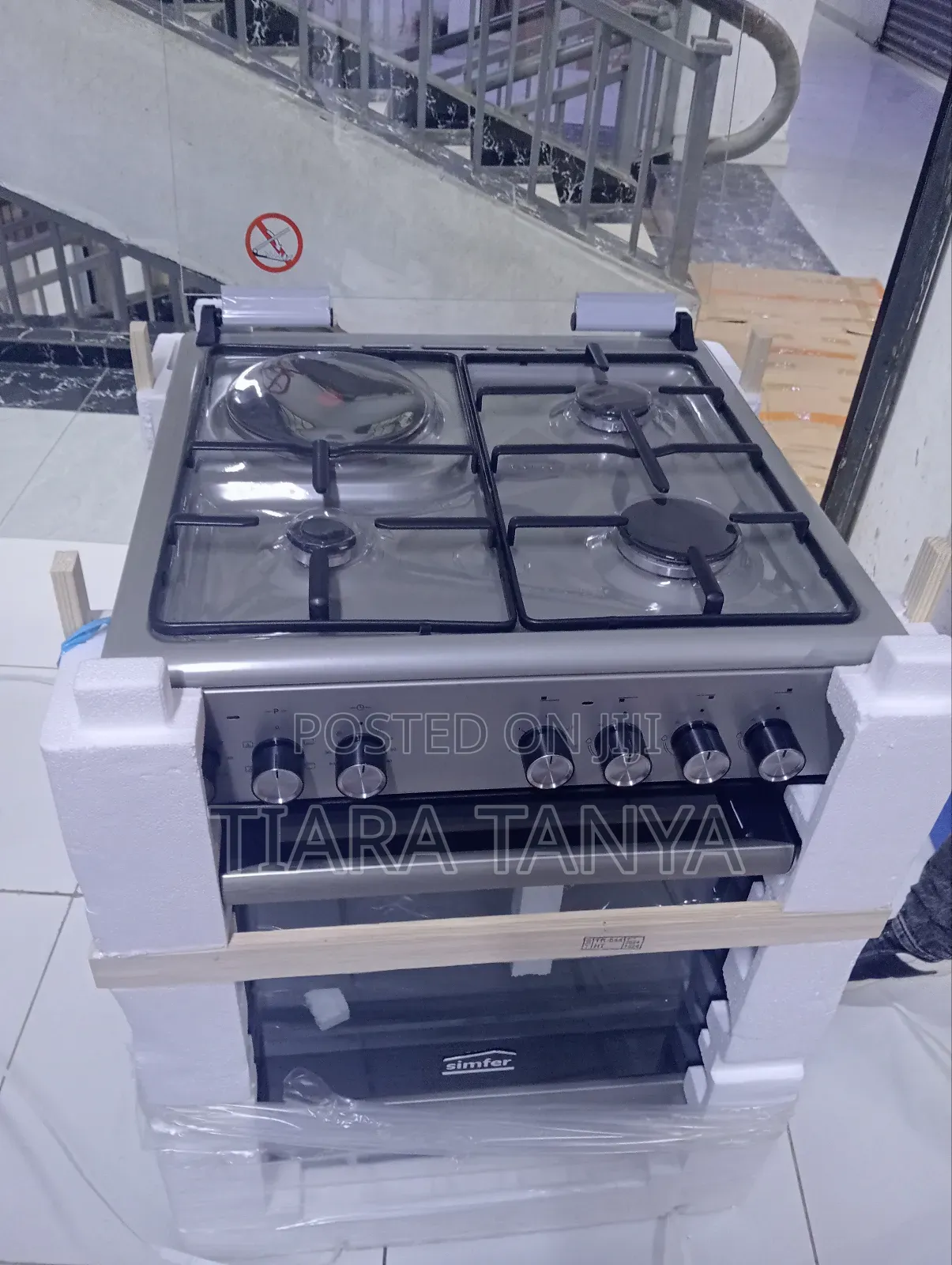 Simfer 60 by 60 3 Gas and 1 Electric Cooker Inox Grey