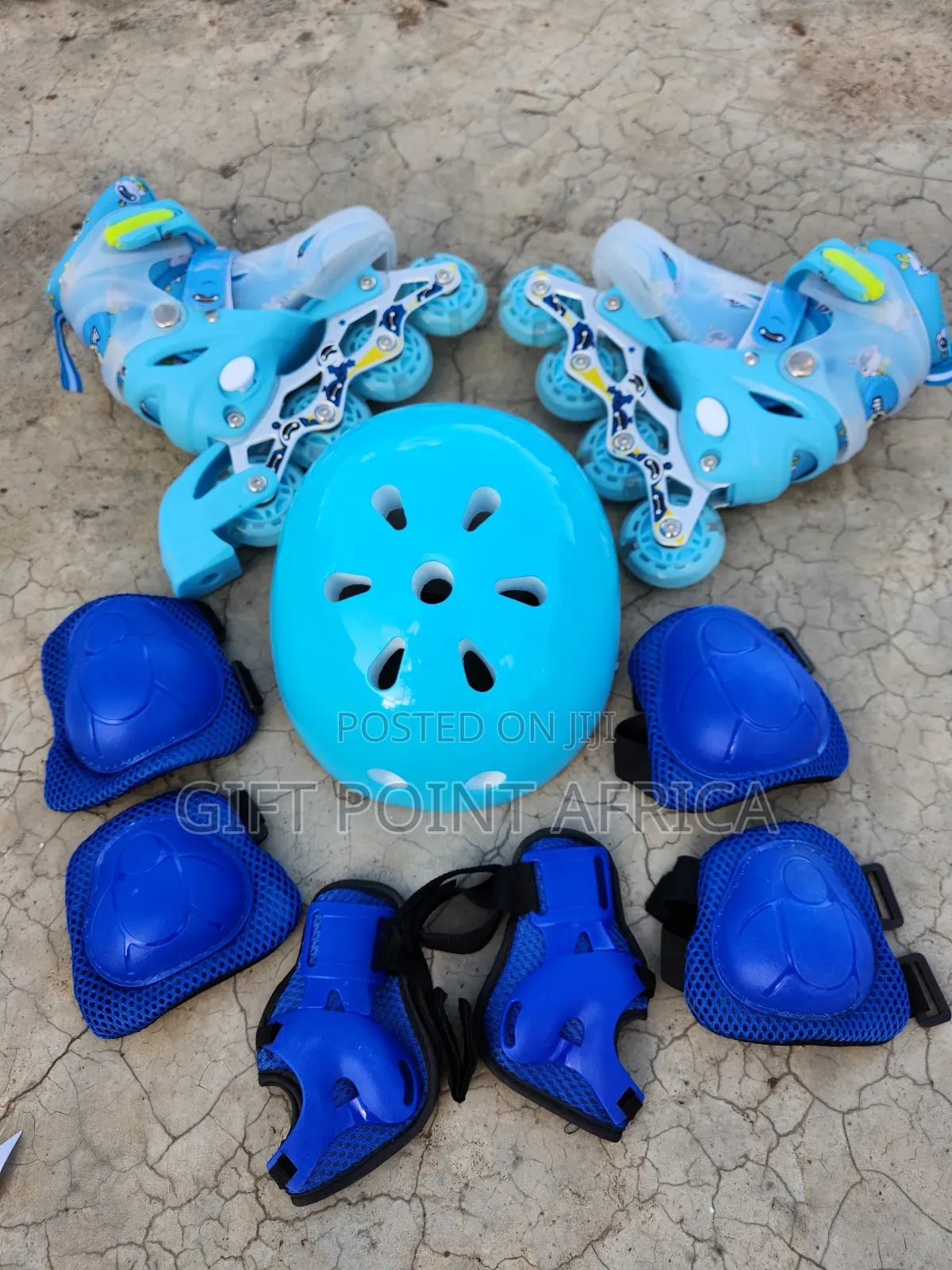 Adjustable a Set of Roller Skates With Protective Gears