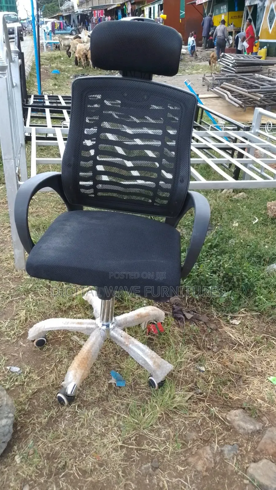 Adjustable Swivel Black Headrest Office Chair
