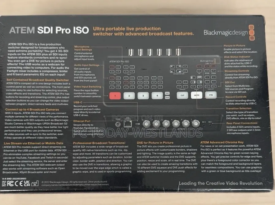 Blackmagic Design Atem Sdi Pro Iso Live Stream Switcher