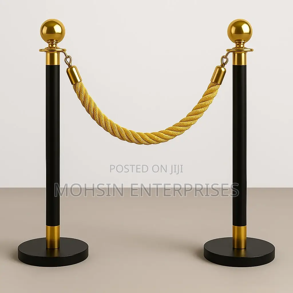 Premium Vip Queue Stand – Black & Gold With Solid Base.