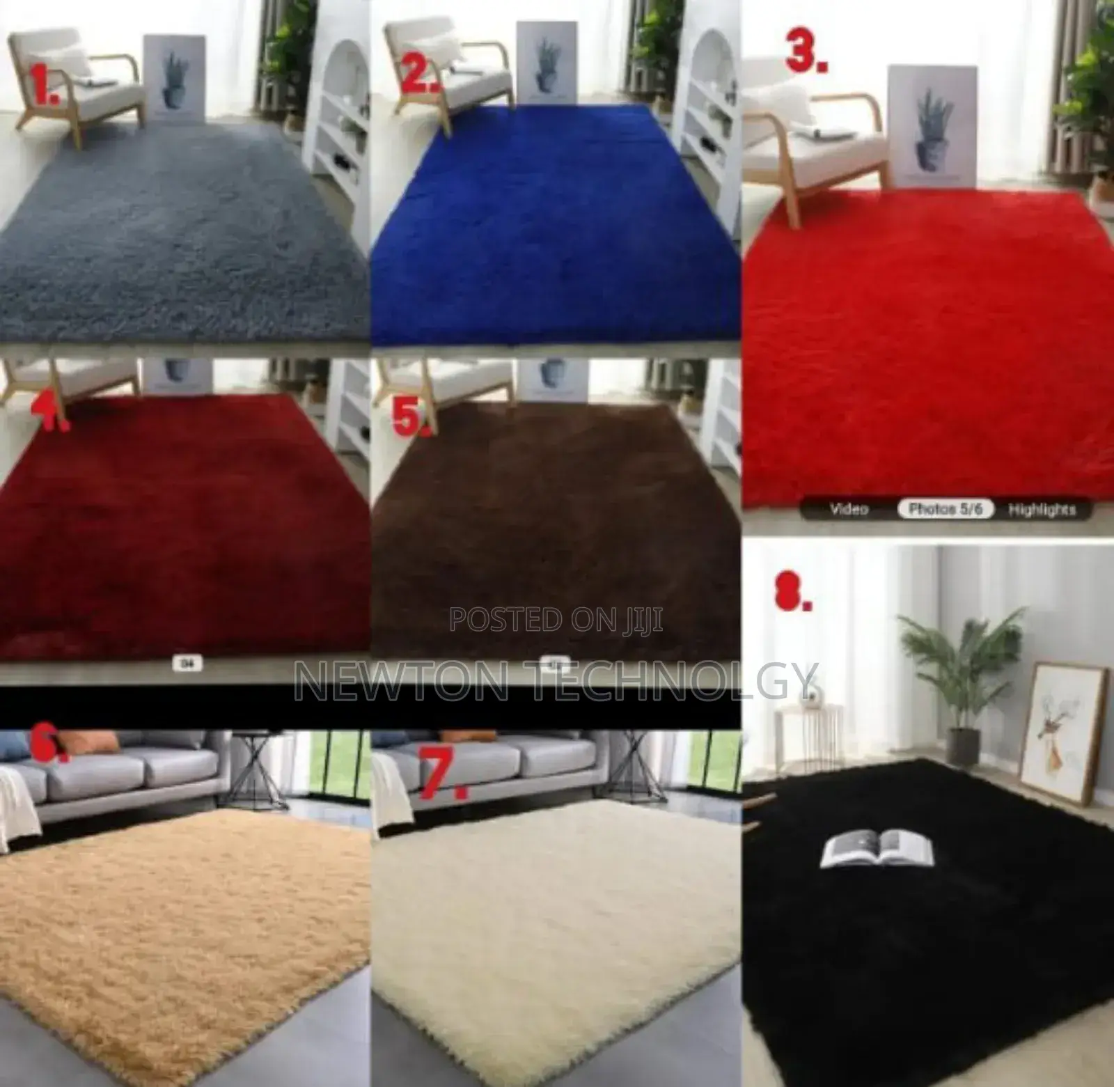 Fluffy Plain Carpets 5*8