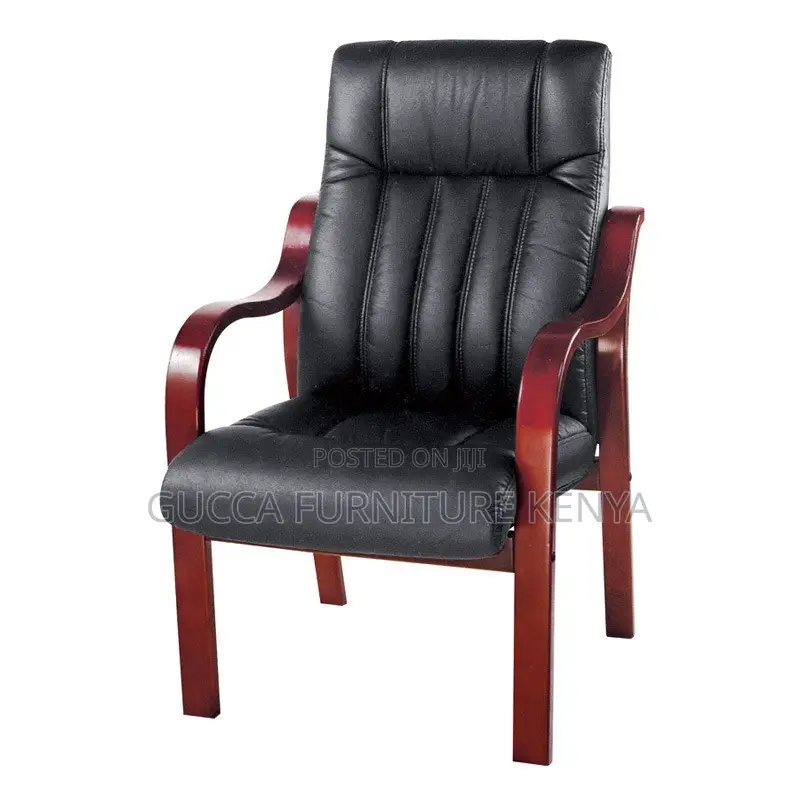 Office Chair: Fixed Four-Legged Executive Pu Leather Chair