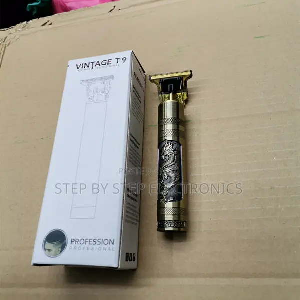 Large Capacity Battery Vintage T9 Metallic Gold Hair Trimmer