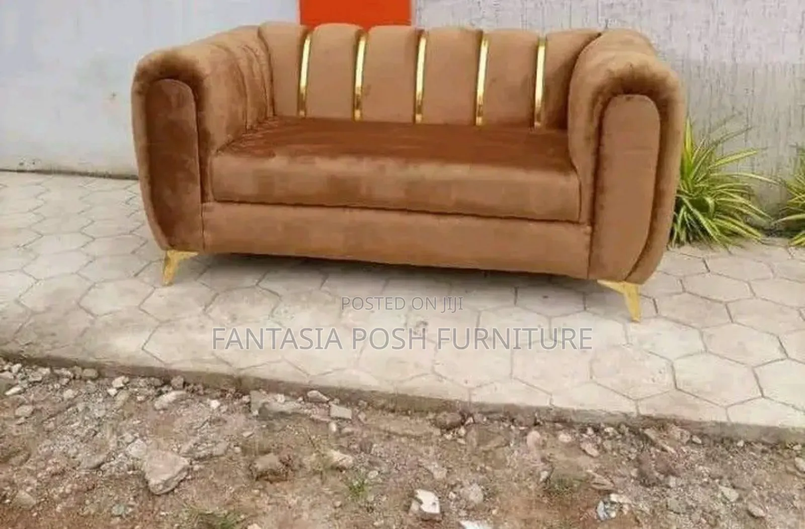 Brand New Brown Fabric 3-Seater Sofa