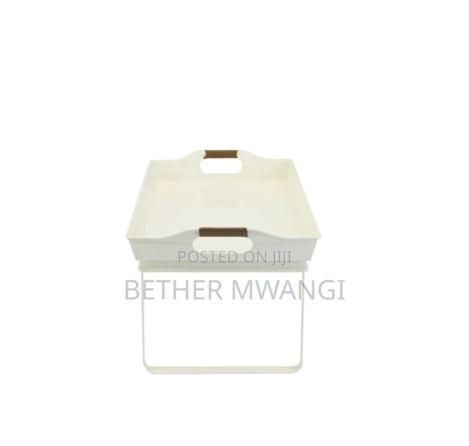 Vanilla White Rectangle Galvanized Steel Bed Serving Tray