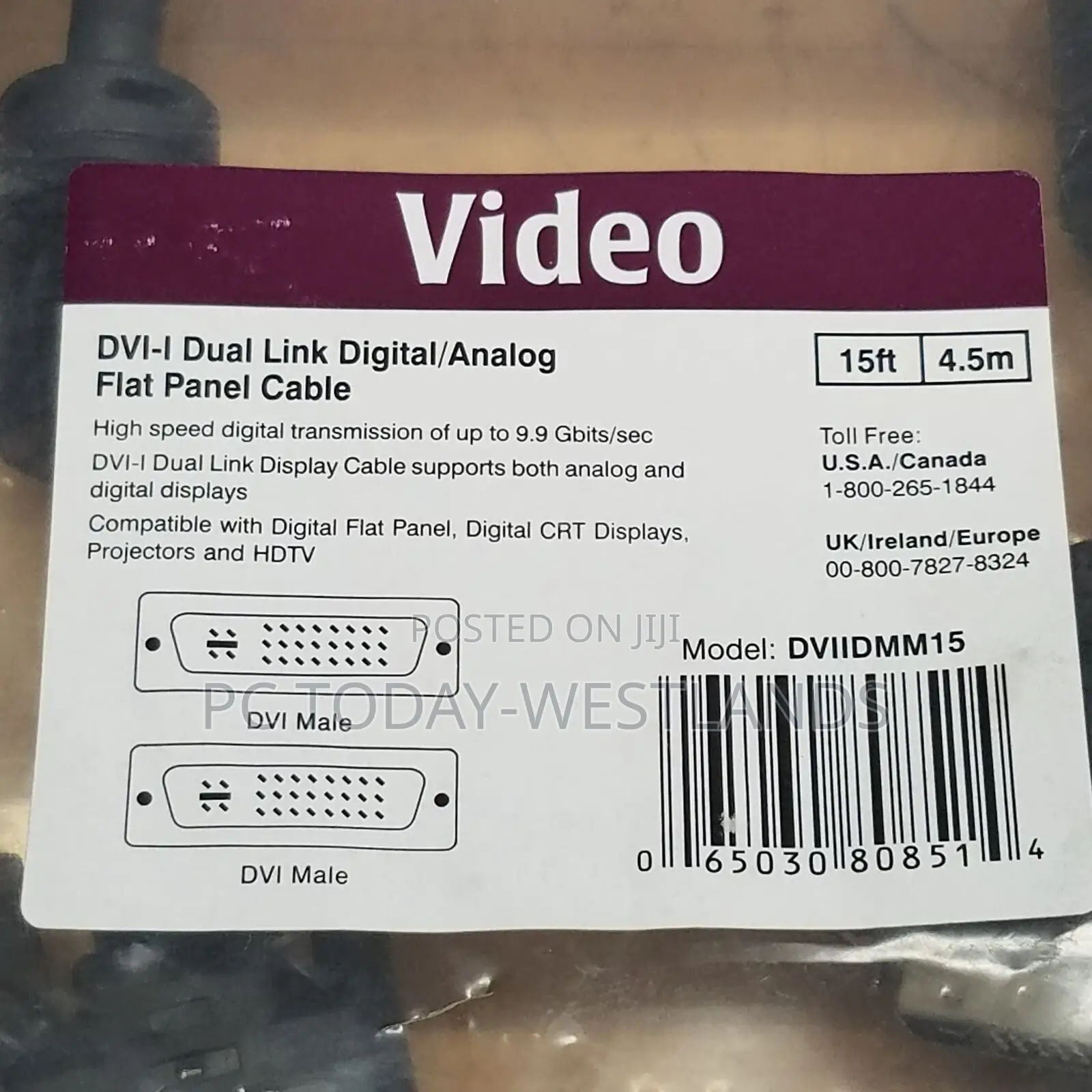 Startech Dvi-I Dual Link Digital Analog Monitor Cable 30v