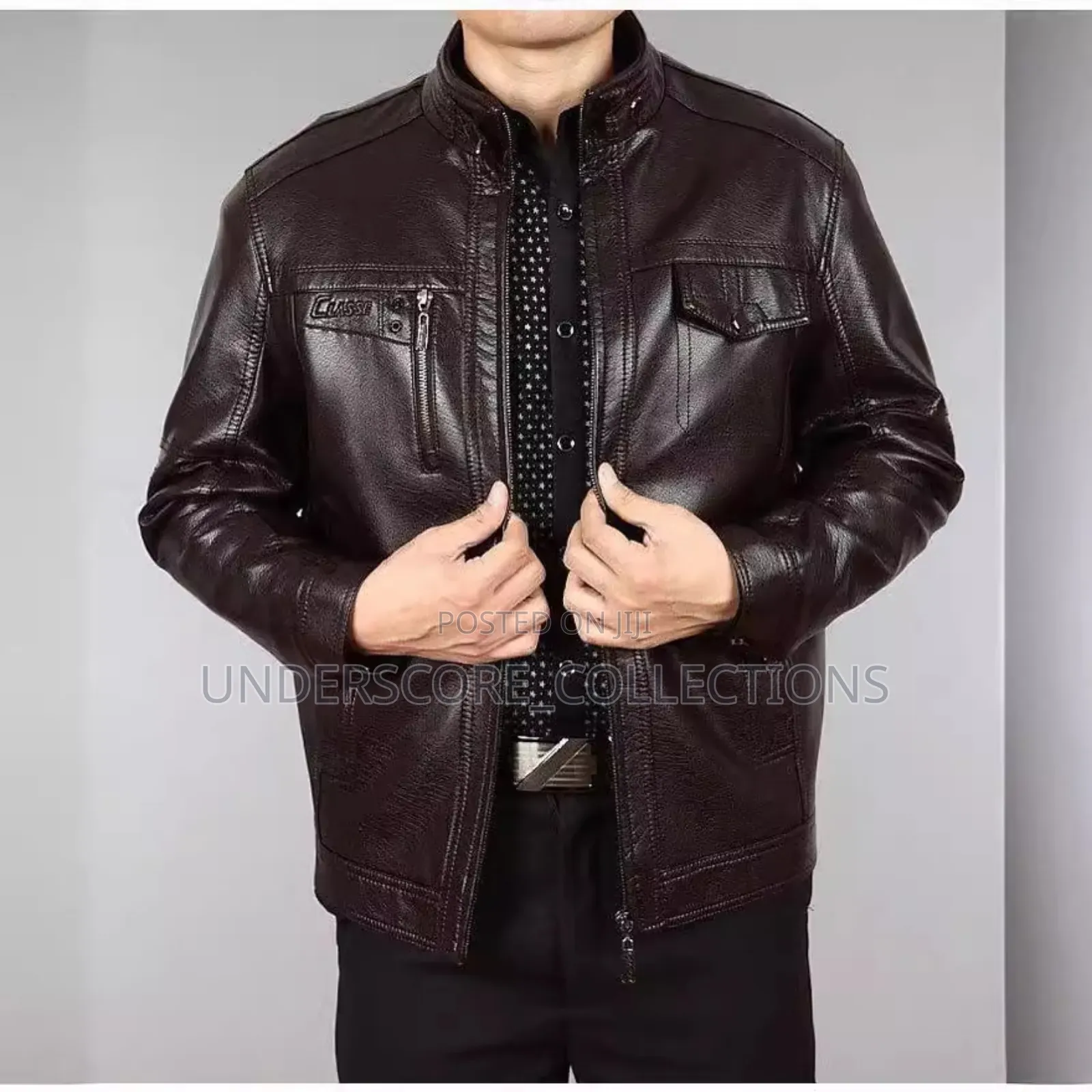 Executive Men Brown Leather Jacket