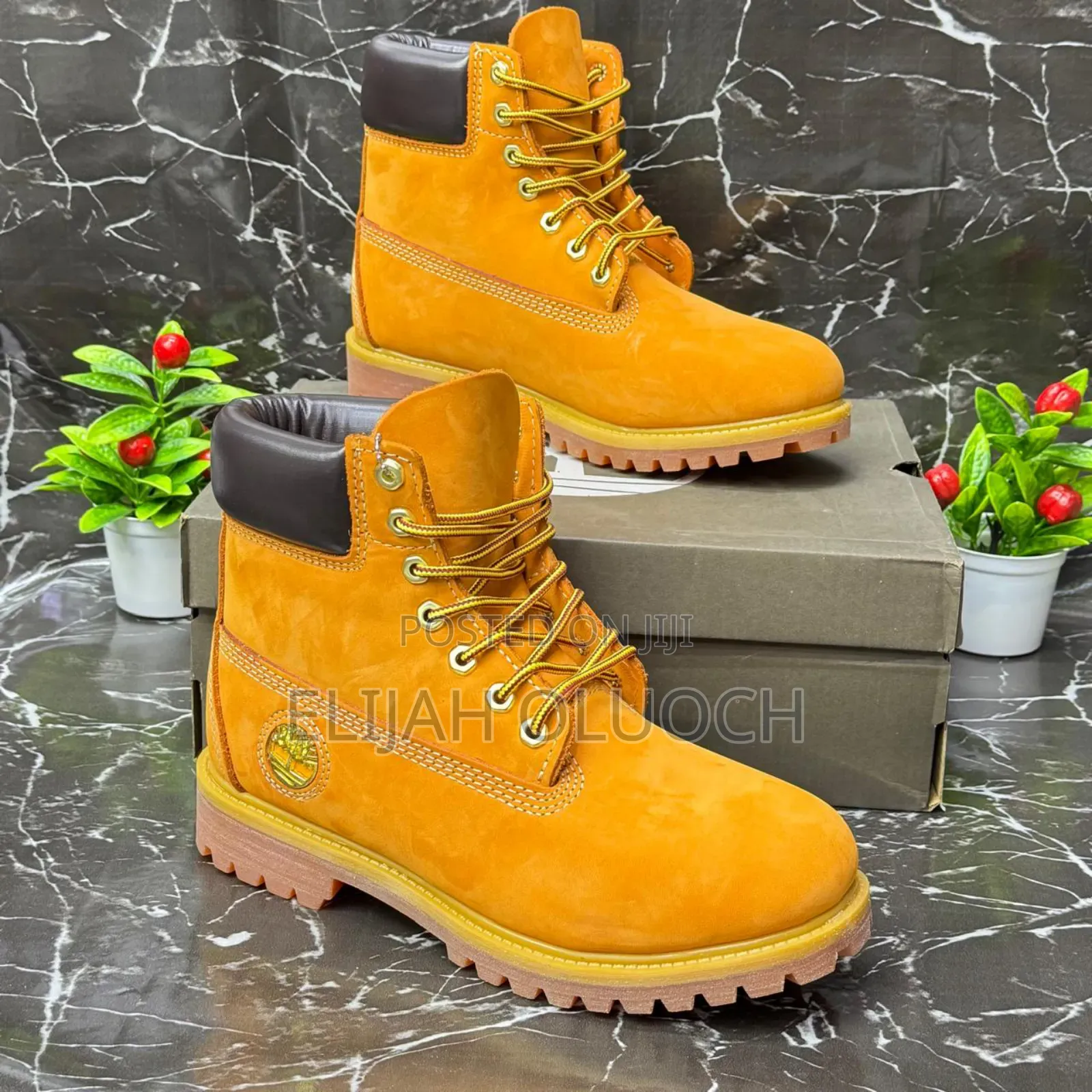 Metallic Logo Leather Timberland Boots