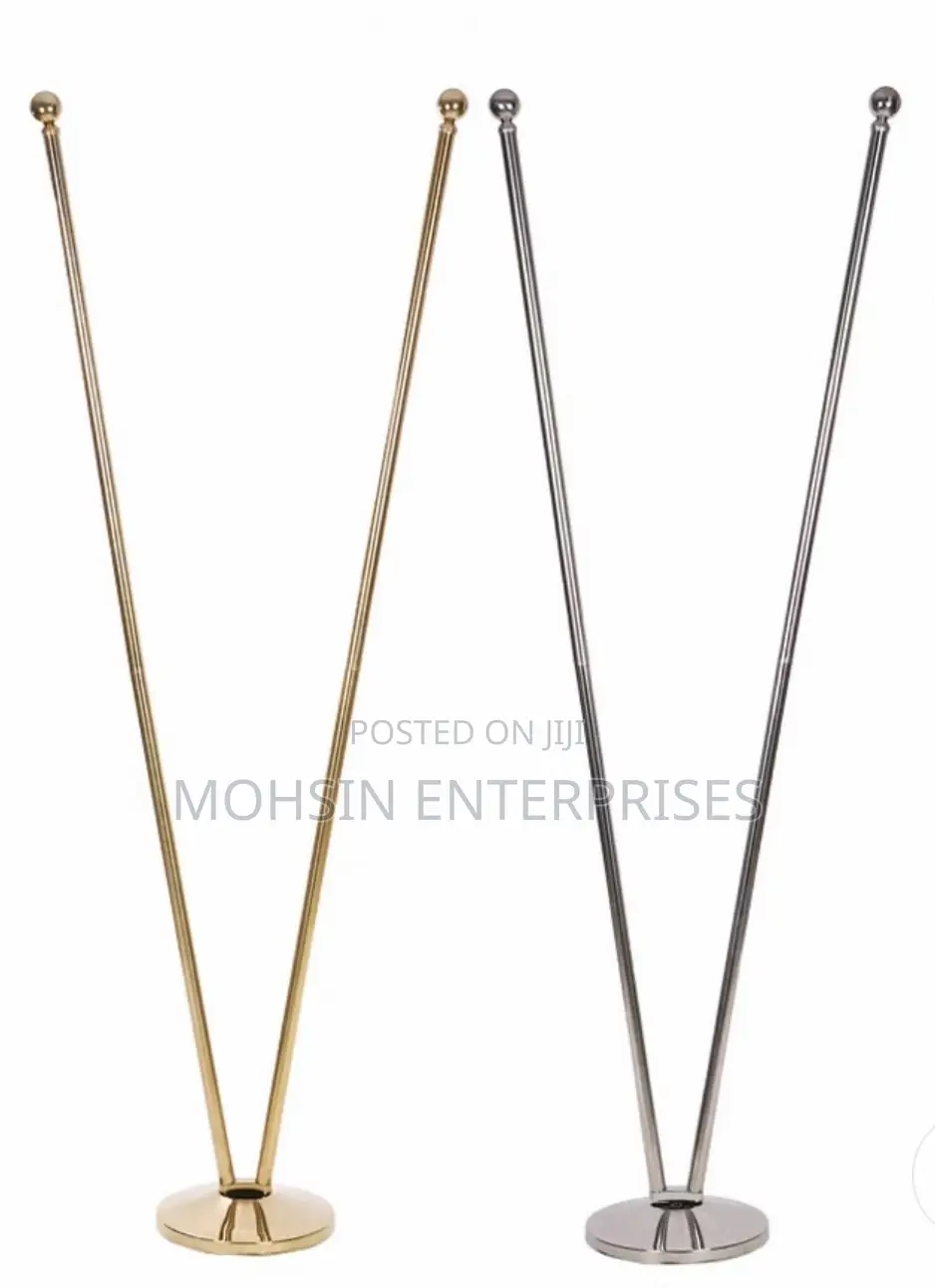Professional Double 2.6 Meter Gold Flag Stand. Adjustable