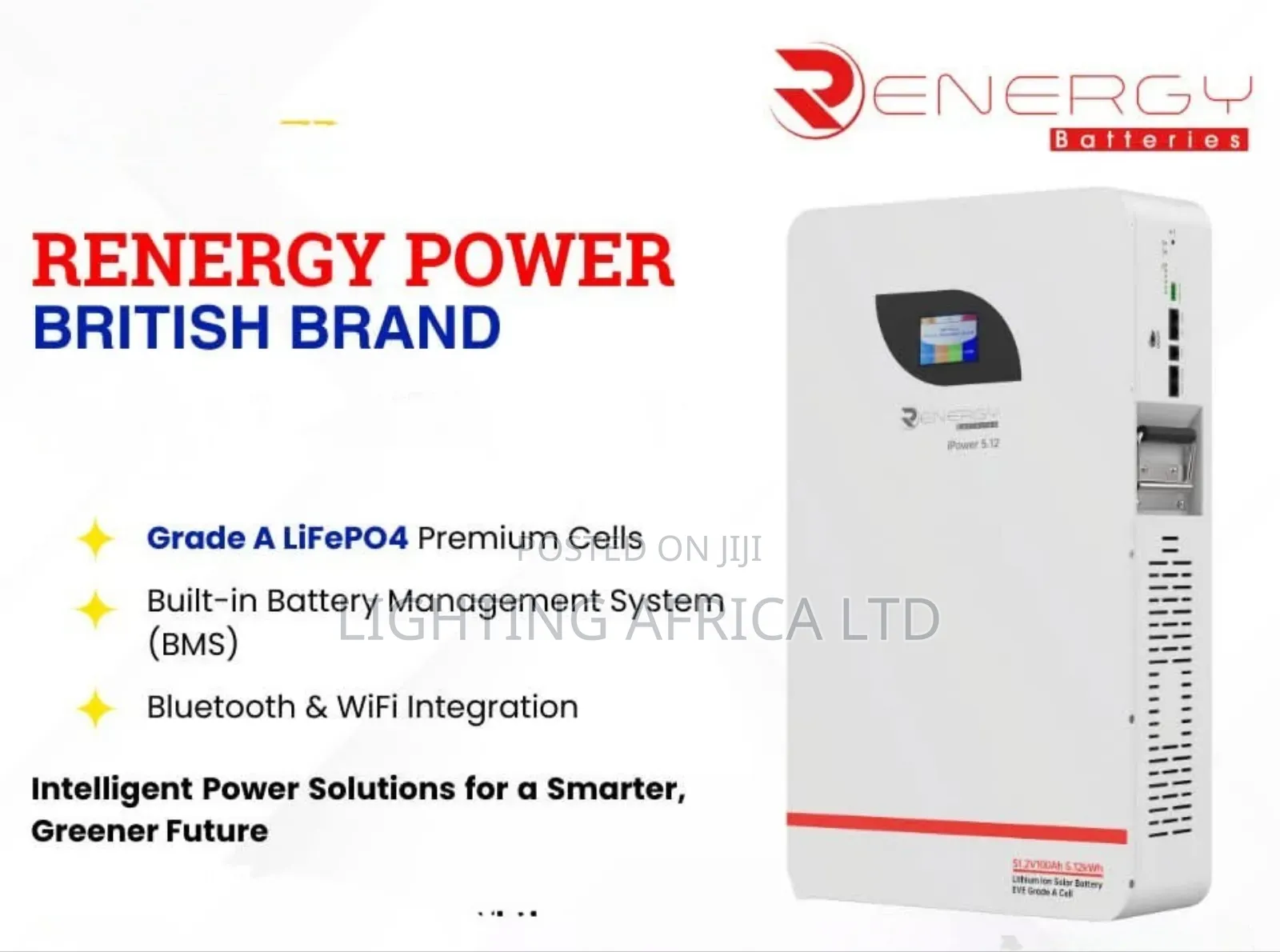 Quality Renergy 5.12kwh (100ah) Lifepo4 Lithium Battery Touch Screen