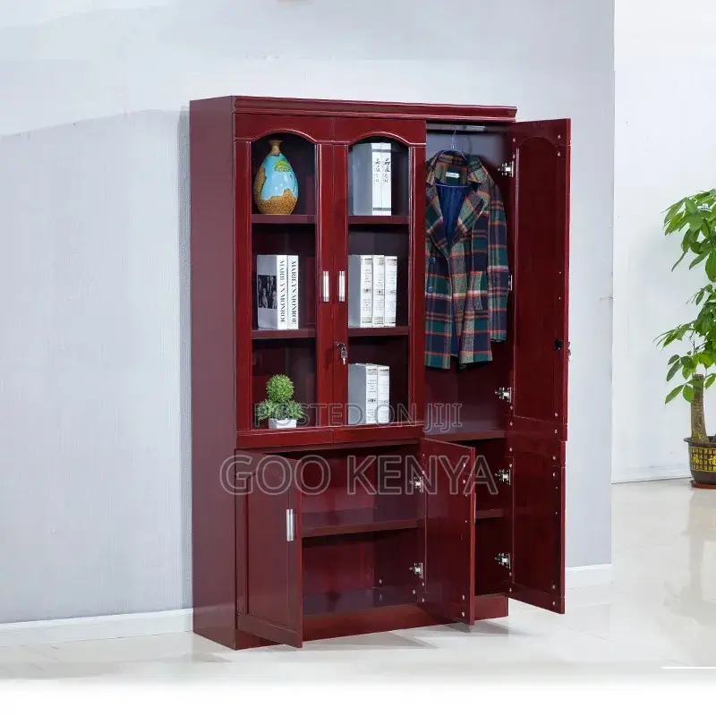 Office Cabinet ; Mahogany 3-Door Wooden Filing Cabinet