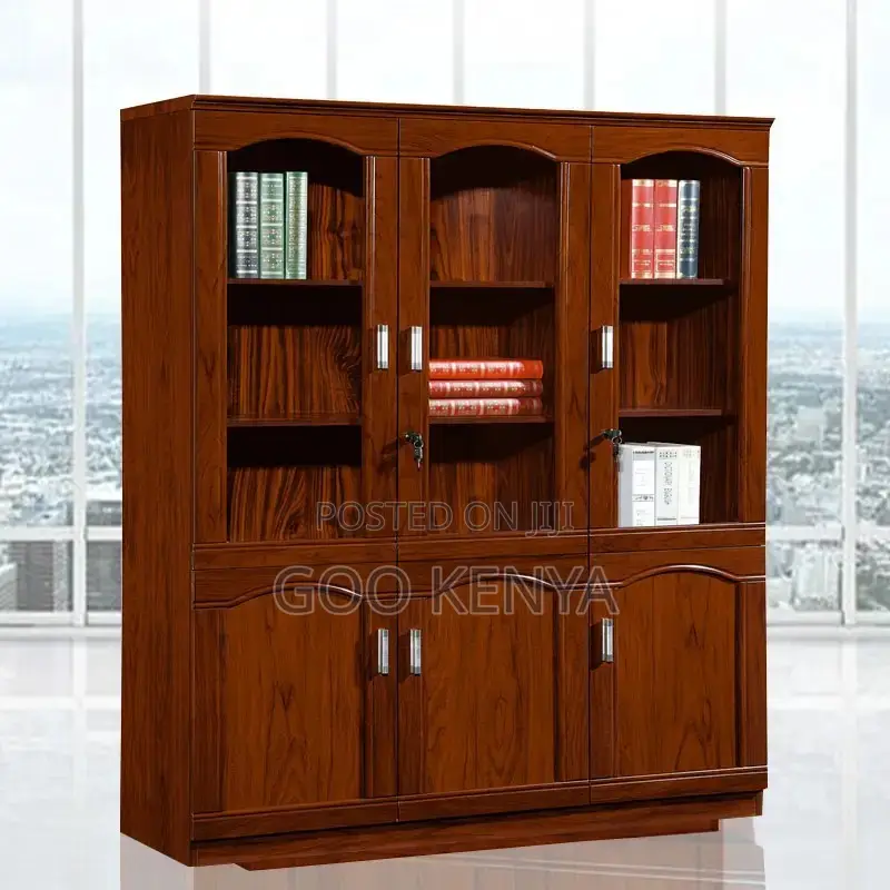 Office Cabinet ; Mahogany 3-Door Wooden Filing Cabinet