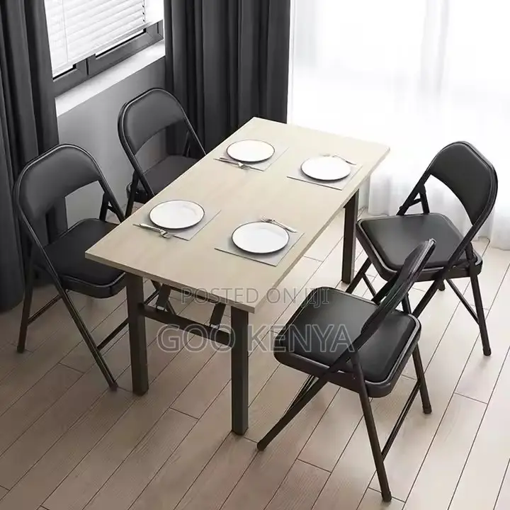 Office Chair ; Black Padded Metal Leather Folding Chair