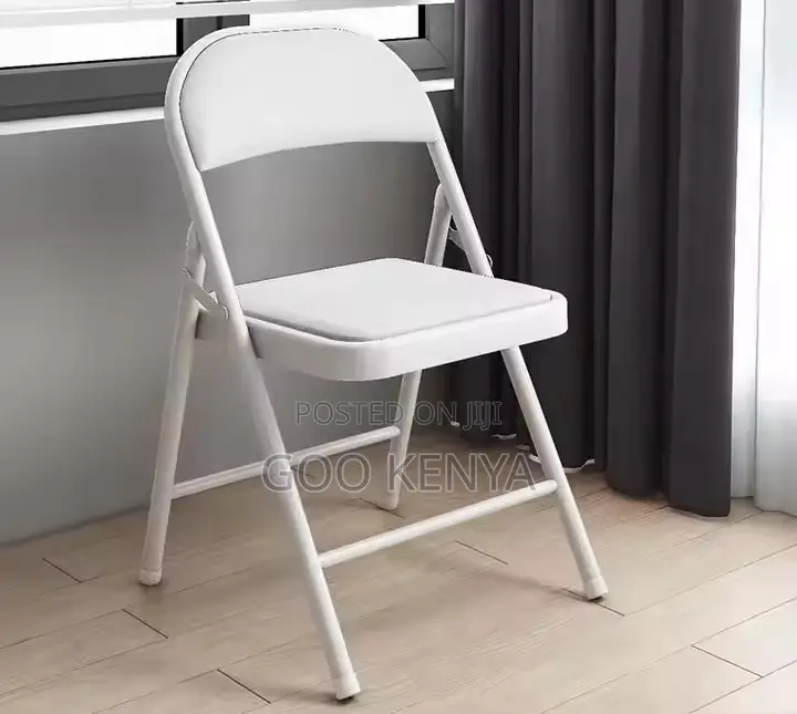 Office Chair ; Black Padded Metal Leather Folding Chair