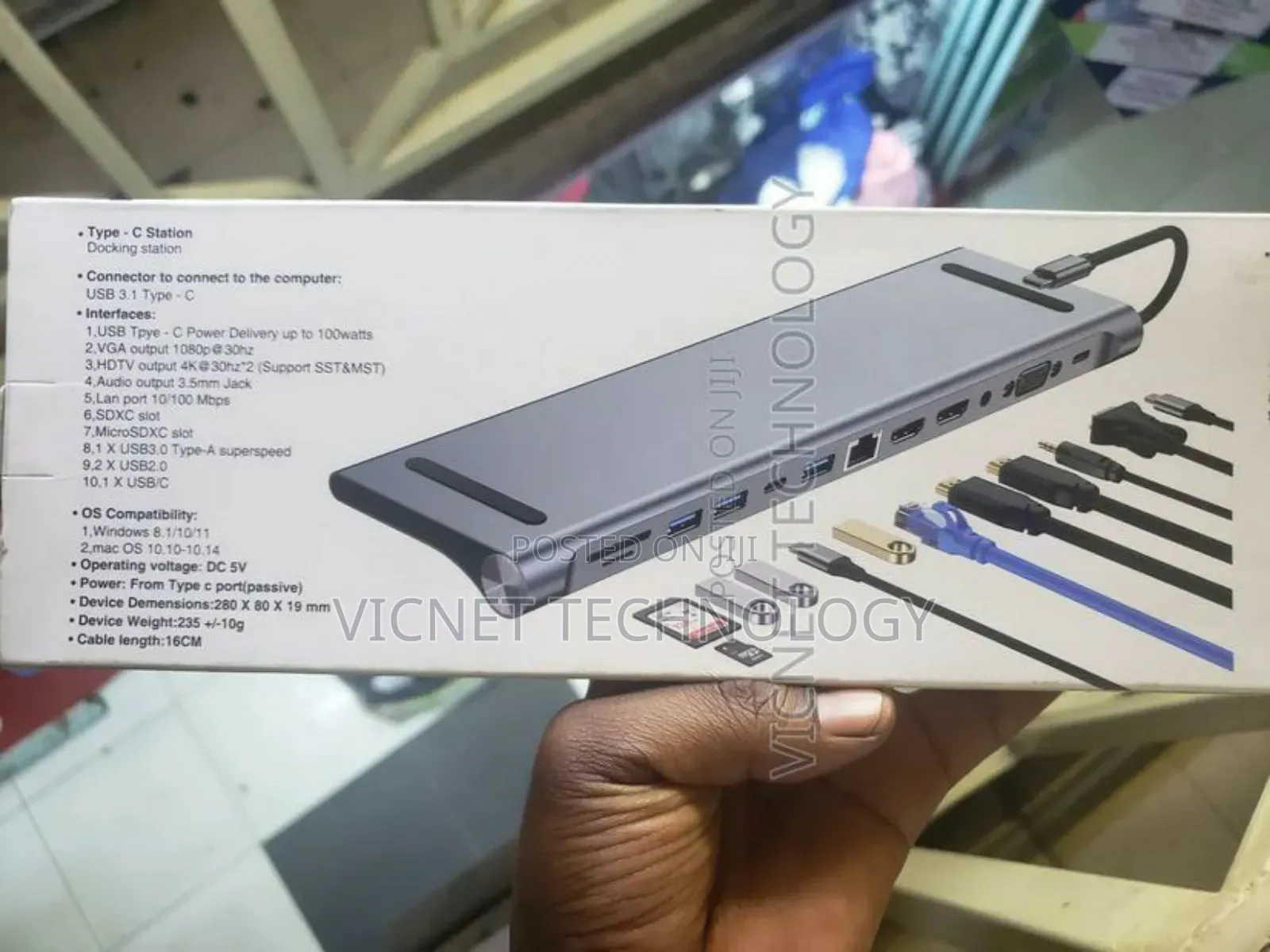 Usb Type C 12 Port Dock With Hdmi,Vga,Usb,Sd,Audio,Lan Etc