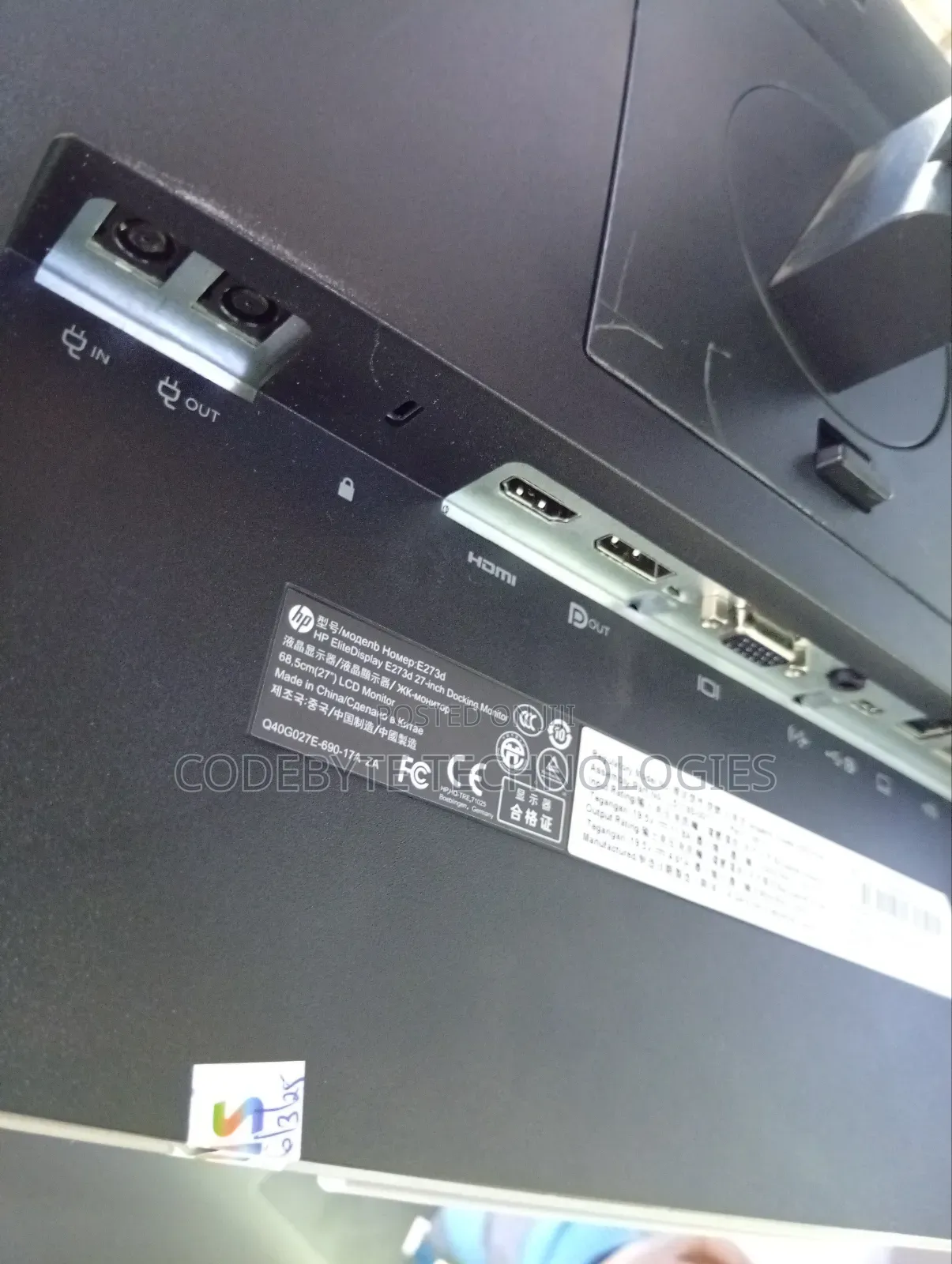 Hp Elite Display E273d 27" Edge to Edge Docking Monitor