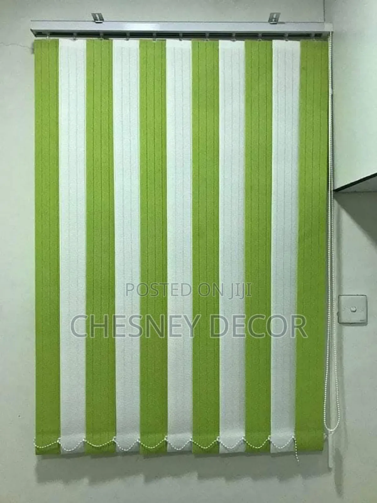 Green And White Window Blinds
