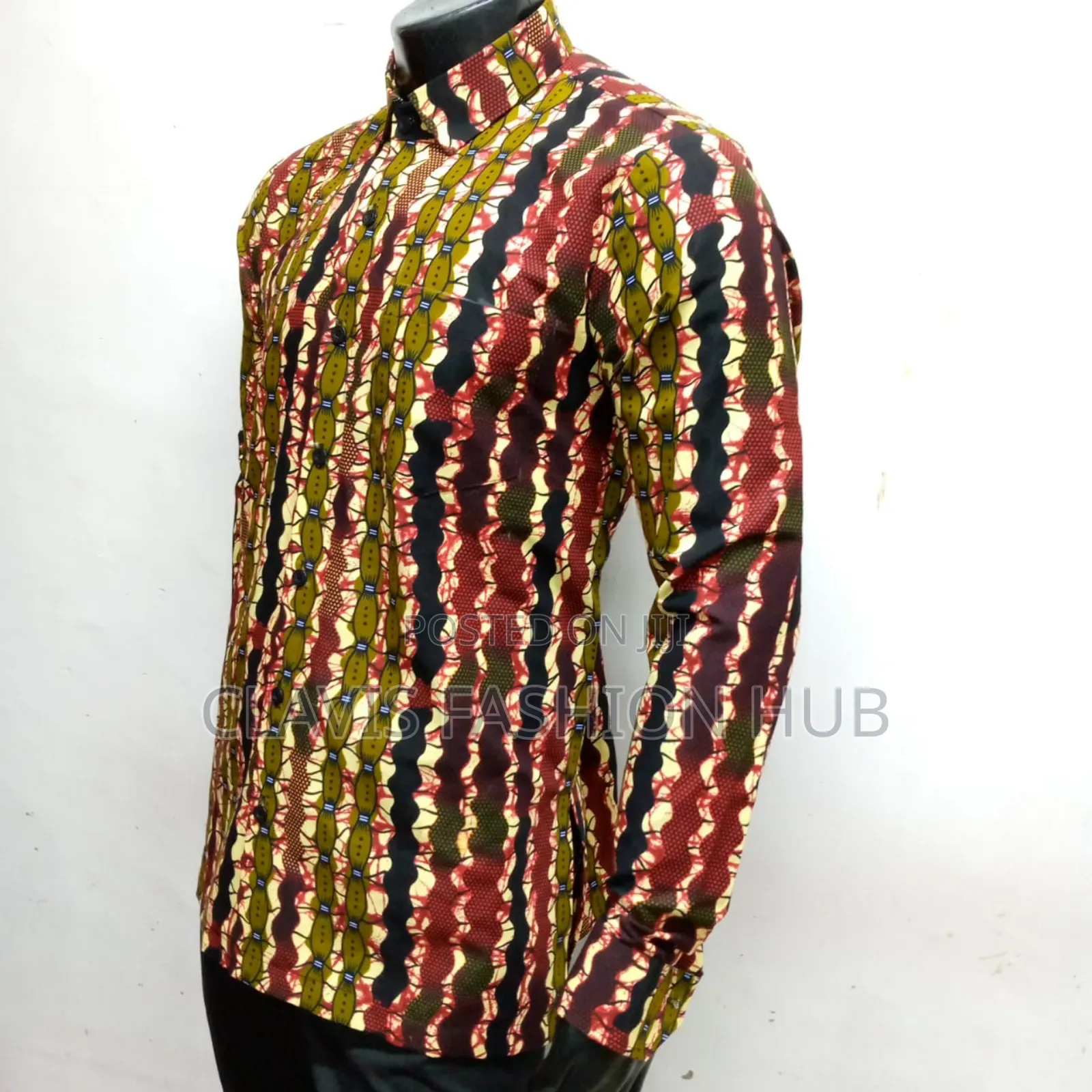 Long Sleeved Full Kitenge Shirt