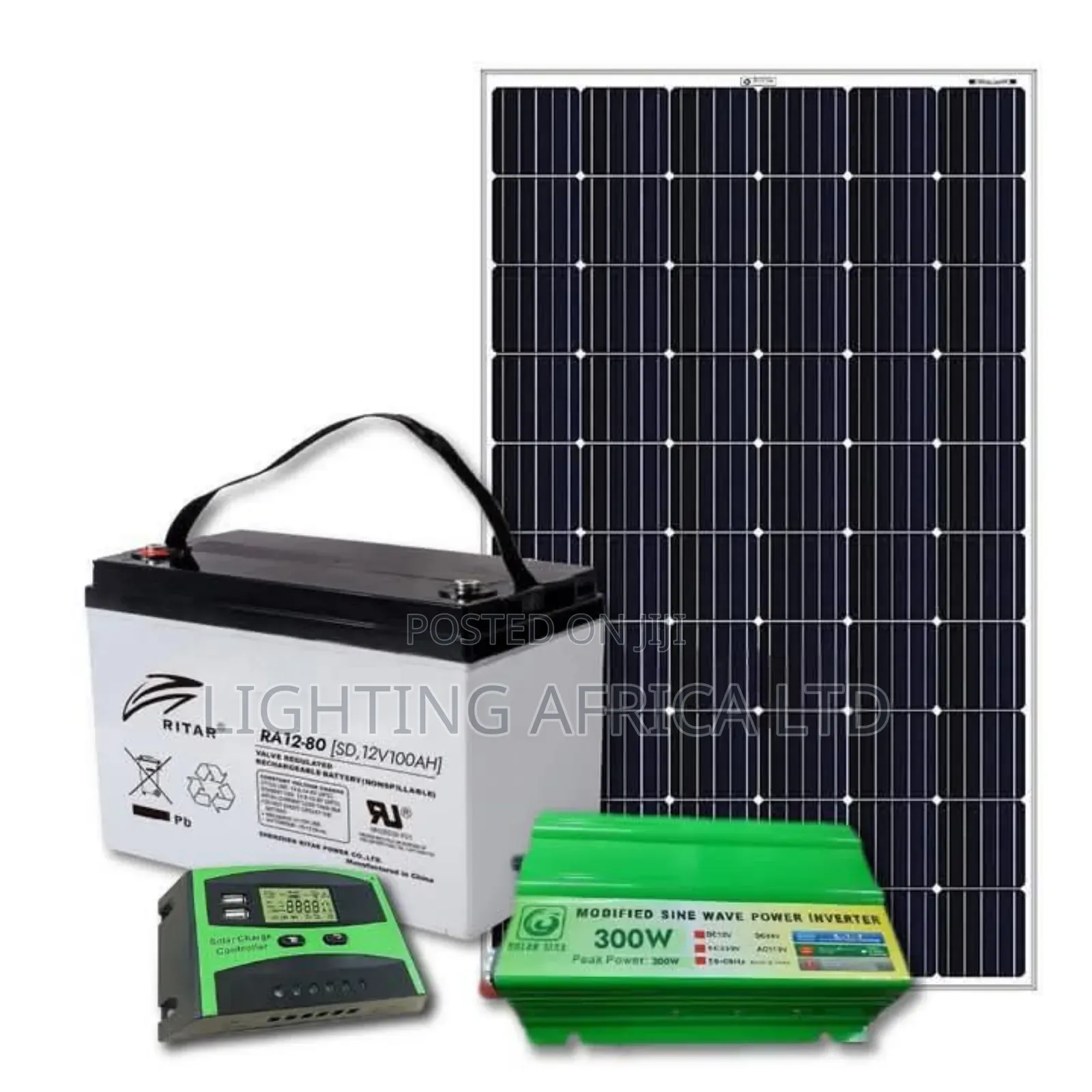 120w Solar+ 80ah Ritar Battery+300w Inverter +20a Controller