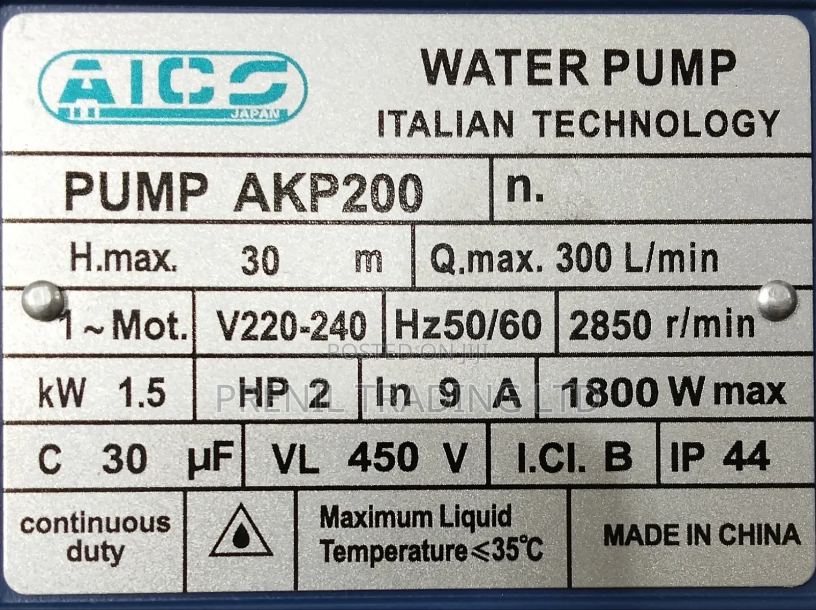 Waterpump 2hp Electric