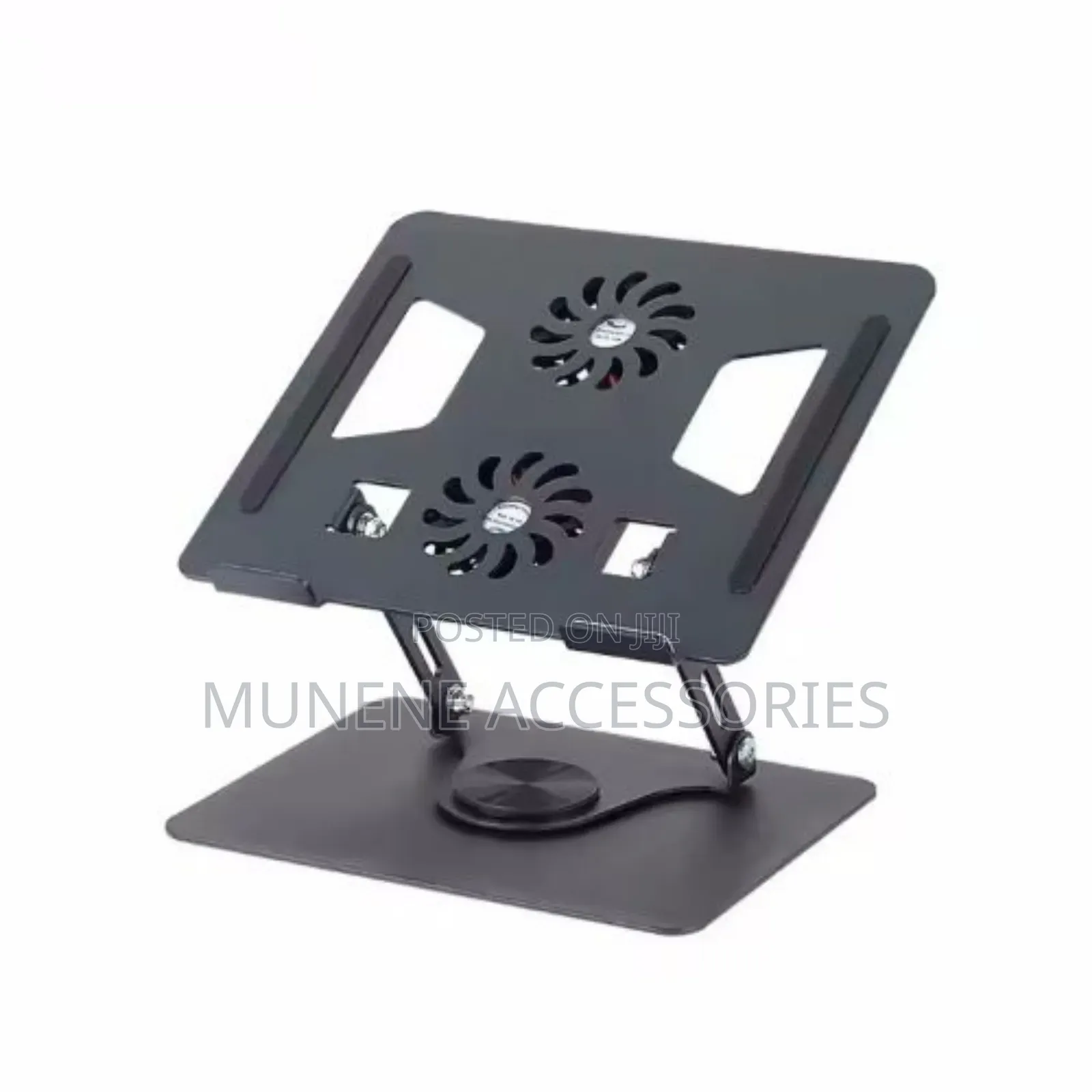 Aluminum Laptop Stand 360° Rotating Base Dual Cooling Fans