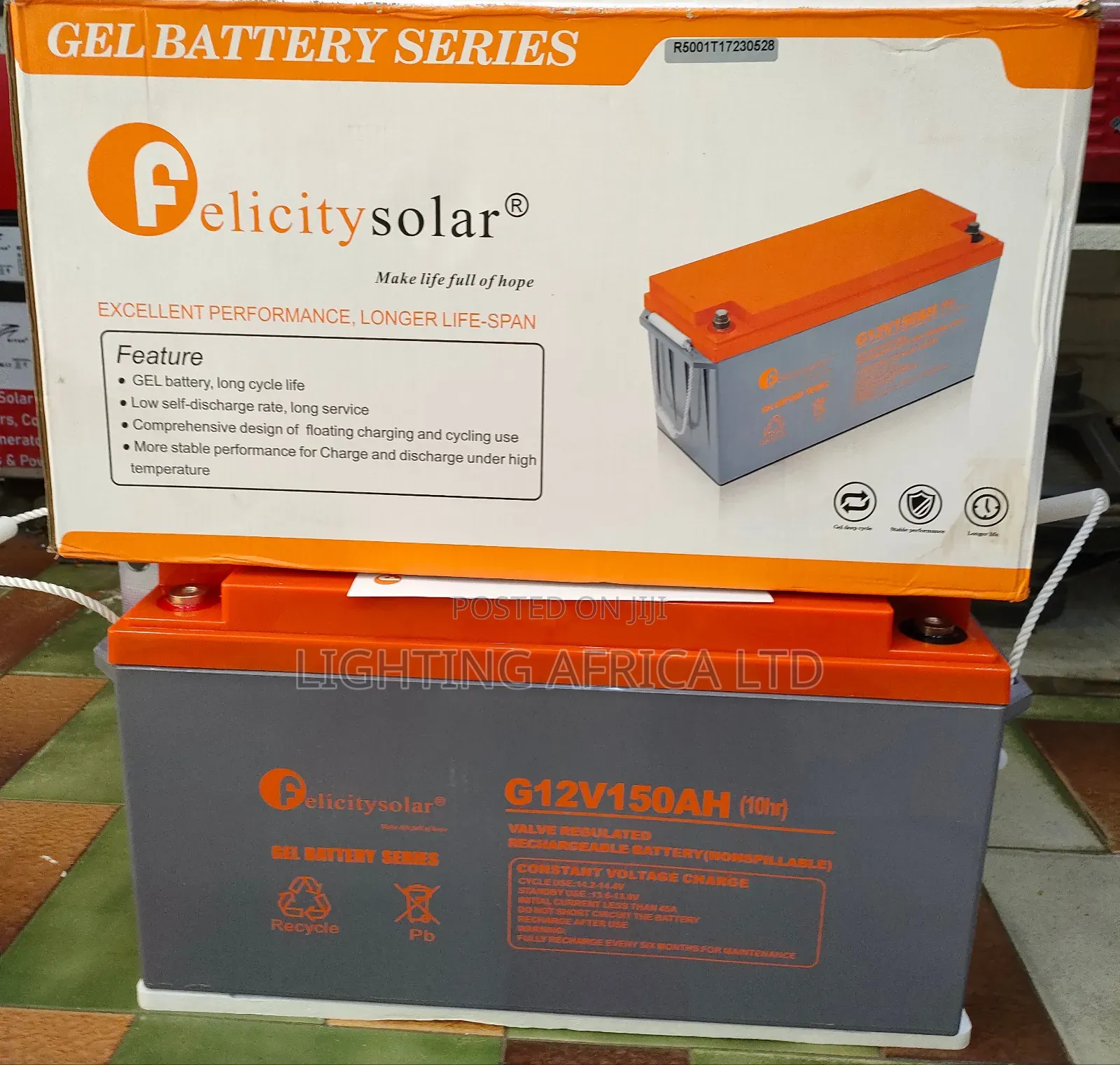 Felicity Gel 150ah/10hrs Solar Battery Heavy Duty