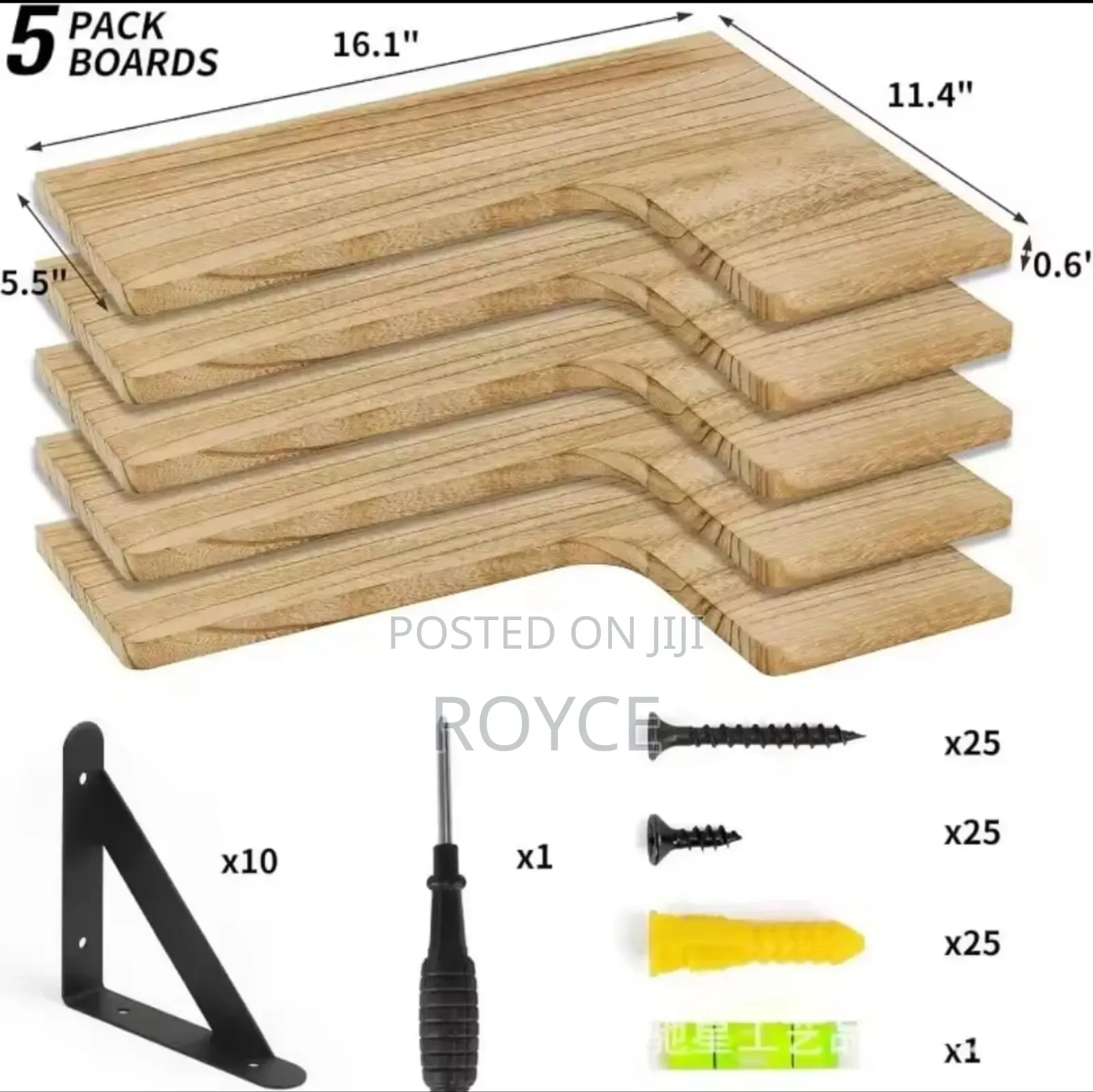 5 in 1 Rustic Wood Floating Shelves