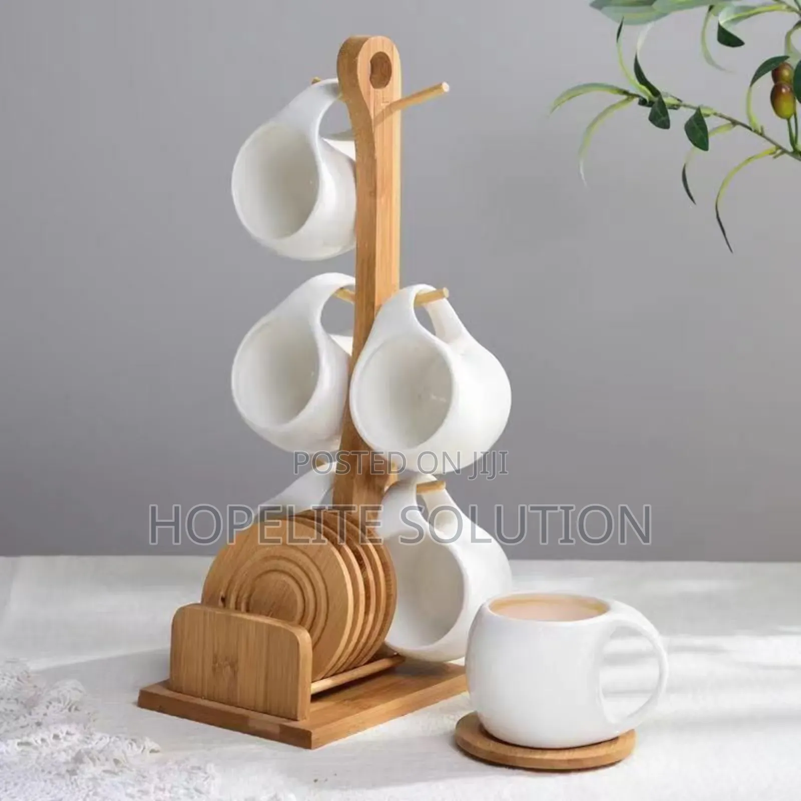 6 Cups With Wooden Stand