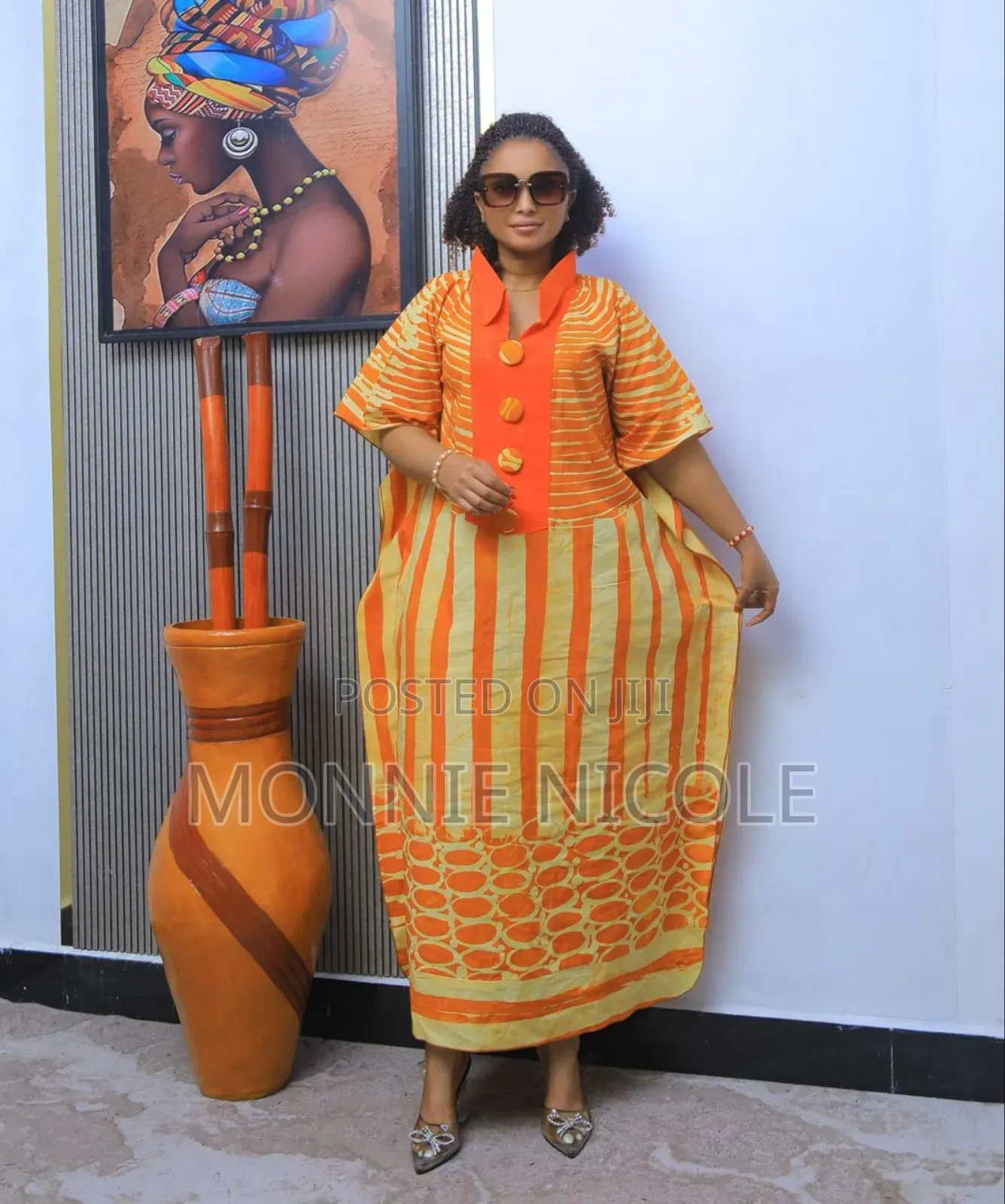 Stylish Yellow-print Ankara Dress