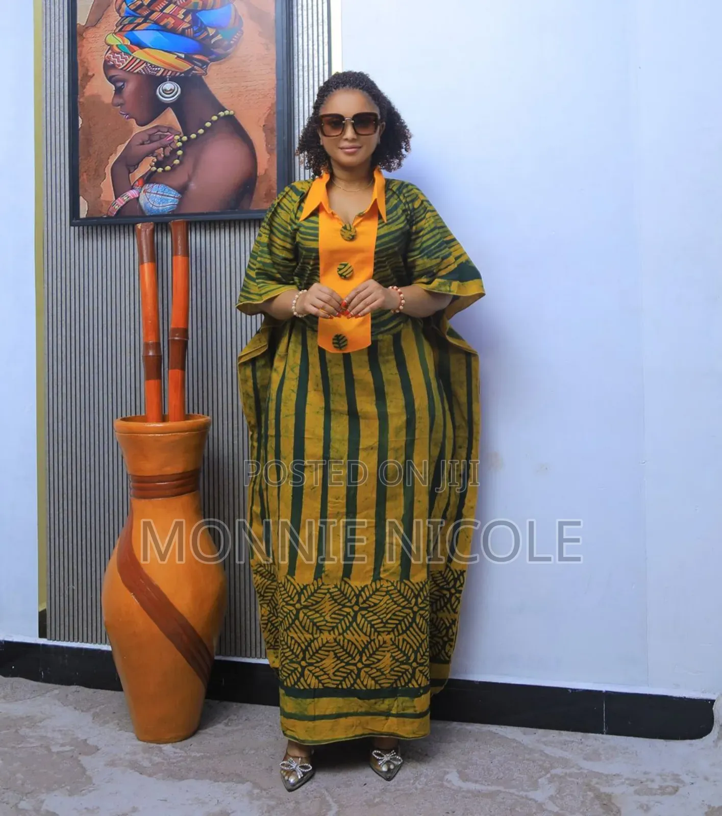 Elegant Green-print Ankara Maxi