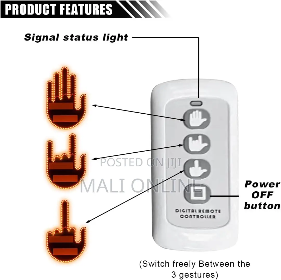 3-in-1 Led Hand Gesture Light With Remote Funny Rear Signal