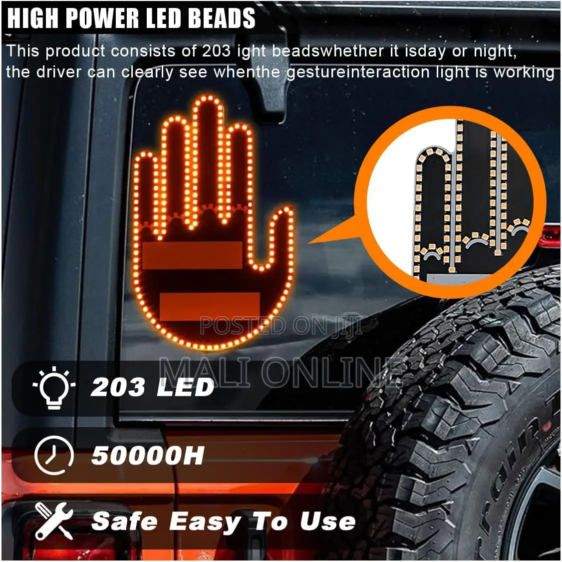 3-in-1 Led Hand Gesture Light With Remote Funny Rear Signal