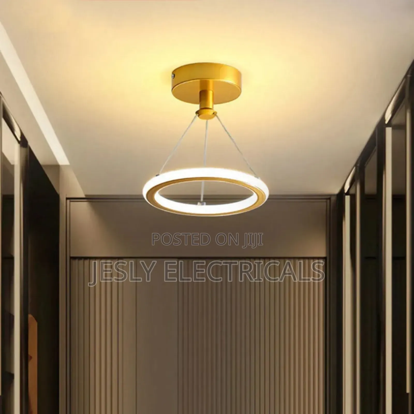 Metal Ring Pendant Light With Acrylic Shade