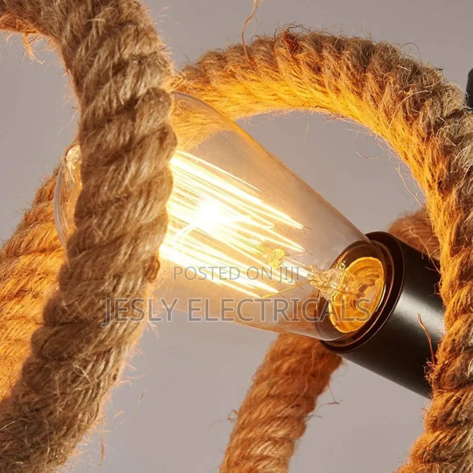 Personality Water Pipe Hemp Rope Ceiling Light
