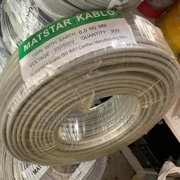 6.0mm Twin Wit Earth Electrical Cable.90m Matstar Kablo Wire
